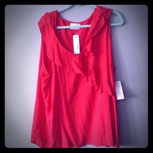 French Grey sleeveless  Red Top. 2X.